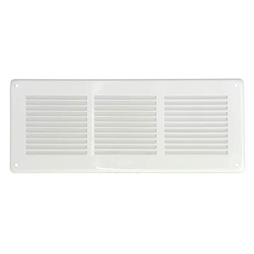 La Ventilazione GL30B - Rejilla de ventilación rectangular de chapa lacada blanca para solapar, dimensiones: 340 x 140 mm