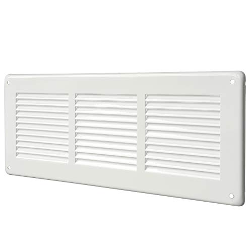 La Ventilazione GL30B - Rejilla de ventilación rectangular de chapa lacada blanca para solapar, dimensiones: 340 x 140 mm