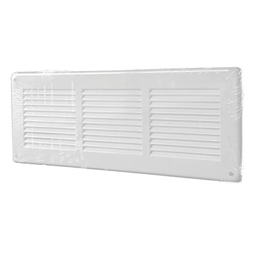 La Ventilazione GL30B - Rejilla de ventilación rectangular de chapa lacada blanca para solapar, dimensiones: 340 x 140 mm