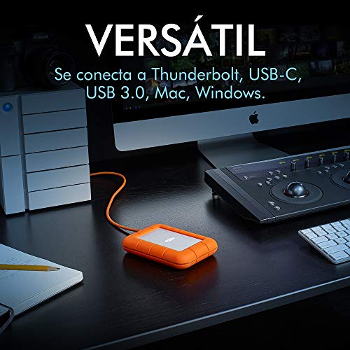 LaCie STFS2000800 - Disco Duro Externo (2 TB, USB Tipo C, USB 2.0) Color Naranja y Plateado