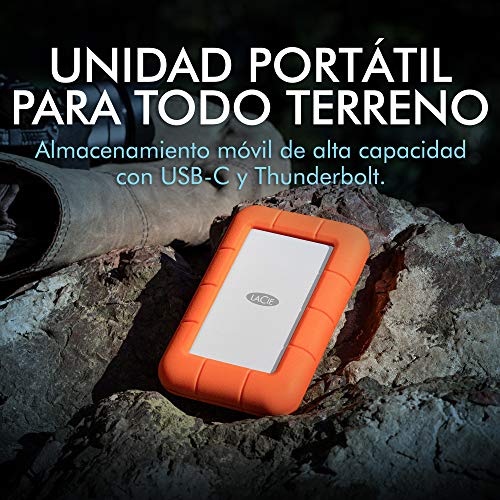 LaCie STFS2000800 - Disco Duro Externo (2 TB, USB Tipo C, USB 2.0) Color Naranja y Plateado