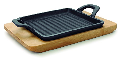 Lacor 25875 - Mini plancha grill cuadrada magma 19.5 x 14 x 1.7 cm hierro fundido, color negro