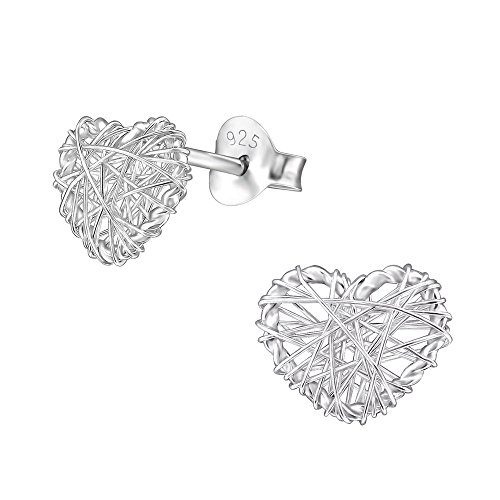 Laimons Pendientes para mujer Corazón abombado Brillante Plata de ley 925