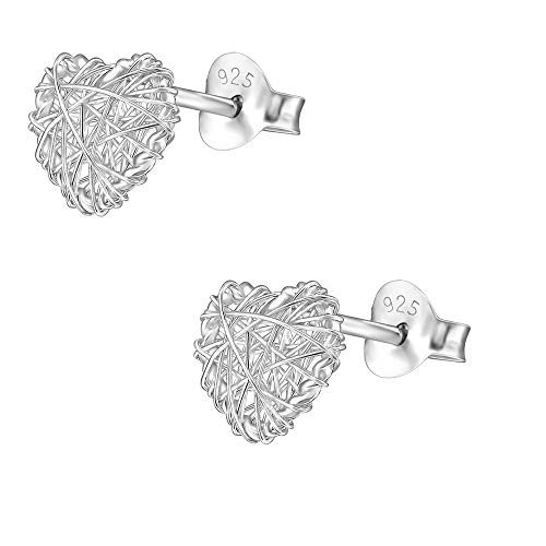 Laimons Pendientes para mujer Corazón abombado Brillante Plata de ley 925