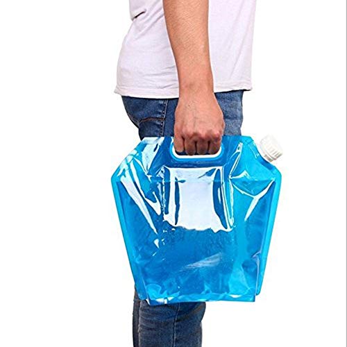 LaMei Yang 2 Unids Botella de Contenedor de Agua Plegable Almacenamiento Portátil Bolsa Al Aire Libre Plegable para el Deporte Senderismo Camping Montar Montañero Bpa Libre de Plástico Azul