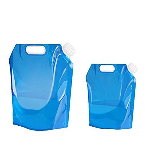 LaMei Yang 2 Unids Botella de Contenedor de Agua Plegable Almacenamiento Portátil Bolsa Al Aire Libre Plegable para el Deporte Senderismo Camping Montar Montañero Bpa Libre de Plástico Azul