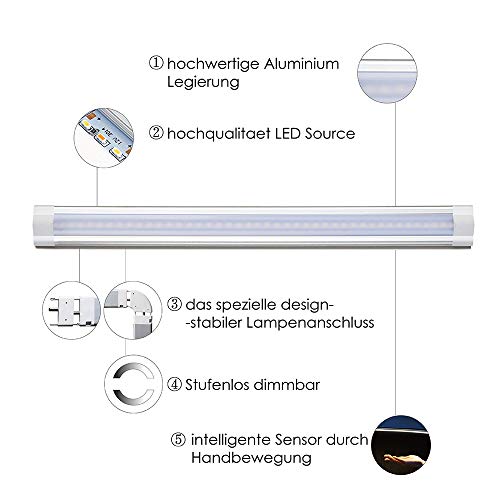 Lampaous - 6 x 4 W regulable LED luces para parte inferior del mueble, barra de luz, luz nocturna, iluminación para vitrinas, armario, luz blanca neutra