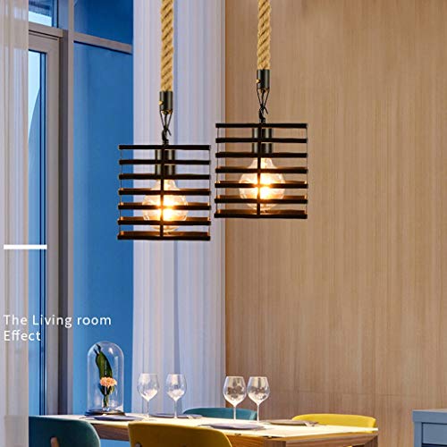 Lámpara Colgante Colgante de luz LED nórdica retro originalidad Lámpara colgante Industrial viento Loft cocina del restaurante del arte del hierro de la lámpara Lámpara de techo (Color : Black)