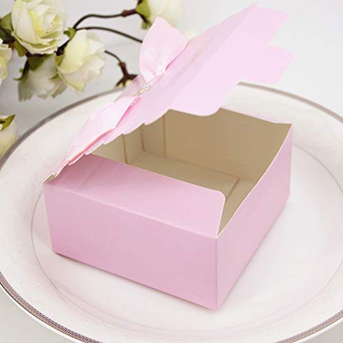 Lance Home 50Pcs Caja Pequeña para Caramelos Regalo Bombones Recuerdos Bautizos Bodas con Cinta para Boda Cumpleaños Fiesta Bienvenida Bebé Sagrada Comunión ala de Angel (Rosa)