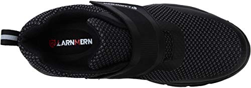 LARNMERN Zapatos de Seguridad Hombres LM180121 SBP Zapatillas de Trabajo con Punta de Acero Ultra Liviano Reflectivo Transpirable(41 EU,Triple Negro)