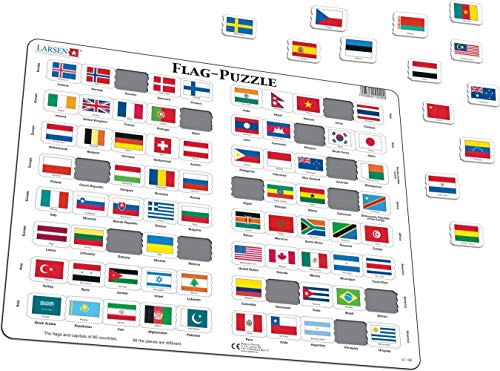 Larsen L2 Rompecabezas de la Bandera, edición en Italiano, Puzzle de Marco con 80 Piezas