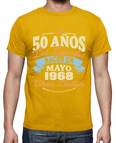 latostadora - Camiseta 50 Anos Mayo 1968 para Hombre Amarillo Mostaza XXL