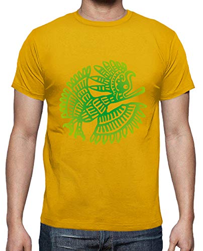 latostadora - Camiseta Ave Maya para Hombre Amarillo Mostaza M