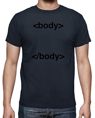 latostadora - Camiseta Body HTML Tag para Hombre Azul Marino S