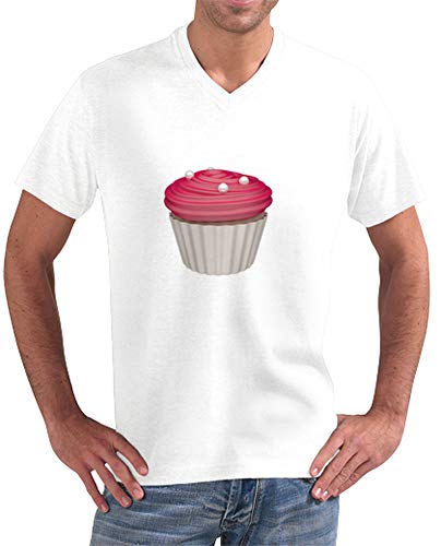 latostadora - Camiseta Cupcake de Frambuesa para Hombre Blanco M