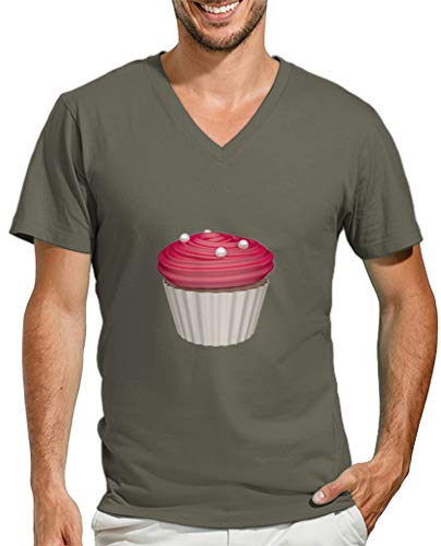 latostadora - Camiseta Cupcake de Frambuesa para Hombre Caqui XXL