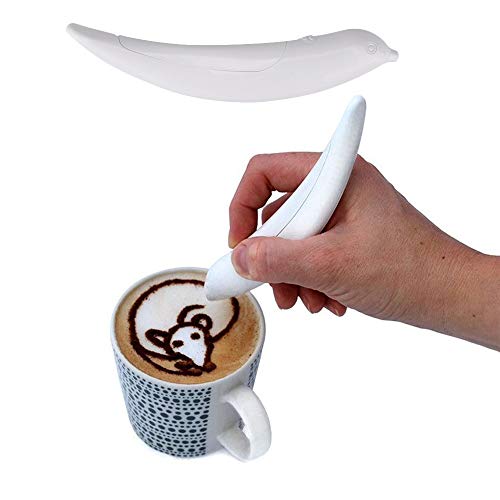 Latte Pen - Bolígrafo de café eléctrico, funciona con canela/sal/azúcar blanco/molinillos de café fino, para café con leche y comida para bricolaje blanco