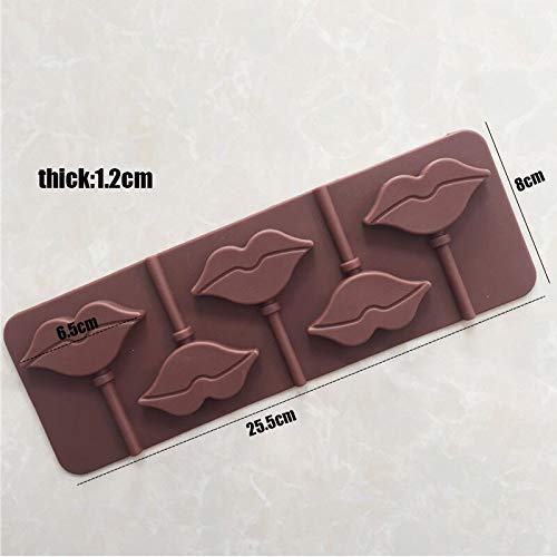 Laxtto 5 con los Labios Molde de piruleta Molde de Silicona Chocolate para   Hornear Hecho a Mano Personalizado DIY