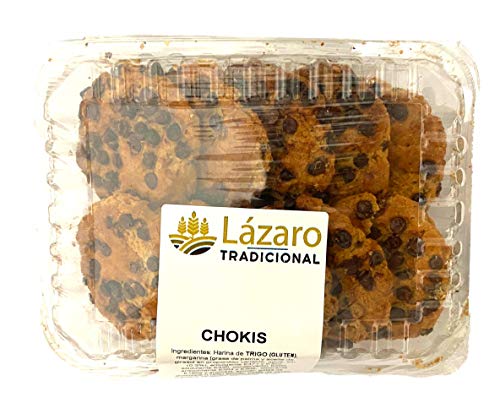 Lázaro Cookies Trocitos de Chocolate, 300g, Pack de 8 unidades.