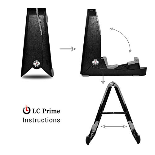 LC Prime Ukulele Violin Mandolin Stand Portable Adjustable Folding Space Saving Tripod For Plastic Ukelele Stand w/Pro Extendable Holding Arm Silicon Cushion plastic silicone black 1