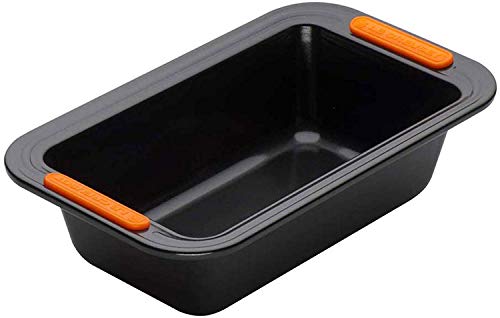 Le Creuset 941003290 Molde Antiadherente para Plum Cake, Rectangular, 23,5 x 13,5 cm, Libre de PFOA, Resistente a ácidos, Revestimiento de Acero al Carbono, Gris/Naranja, 23 x 13 cm