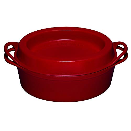 Le Creuset Cacerola Doufeu de hierro fundido, Ovalada, diametro 30 cm, Apto para todas las fuentes de calor, incluso inducción, Cereza