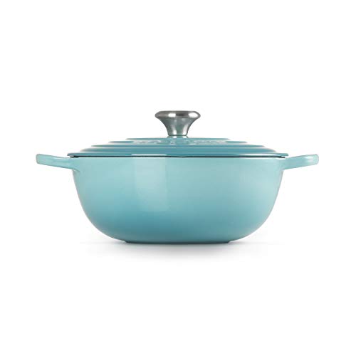 Le Creuset Cacerola Evolution con tapa, diametro 26 cm, La Marmite, Redonda, Todas las fuentes de calor incluso inducción, 4.1 l, Azul Caribe