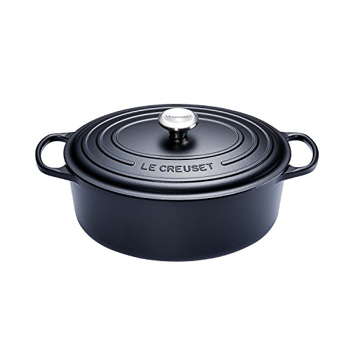 LE CREUSET Cocotte Evolution con Tapa, Ø 31 cm, Ovalada, Todas Las Fuentes de Calor Incl. inducción, 6,3 l, Hierro Fundido, Negro Mate