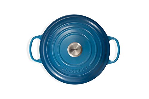 Le Creuset Cocotte Evolution de hierro fundido con tapa, Ø 30 cm, Redonda, Todas las fuentes de calor incl. inducción, 8.4 l, Azul Marseille