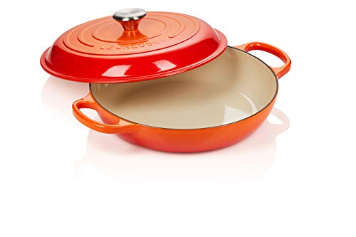 LE CREUSET Evolution Cacerola Baja Redonda, 2 L, para Todas Las Fuentes de Calor, Incl. inducción, Hierro Fundido, Rojo (Cereza), 26 cm