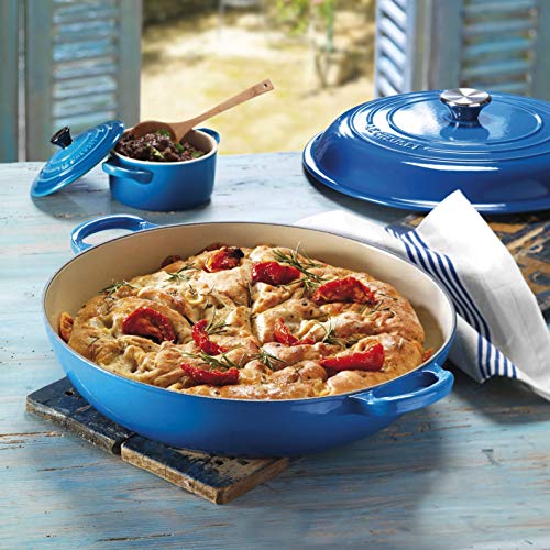 LE CREUSET Evolution Cacerola Baja Redonda, 3,2 L, para Todas Las Fuentes de Calor, Incl. inducción, Hierro Fundido, Azul Marseille, 30.0 cm