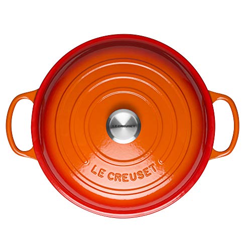 LE CREUSET Evolution Cacerola Baja Redonda, 3,2 L, para Todas Las Fuentes de Calor, Incl. inducción, Hierro Fundido, Naranja (Volcánico), 30 cm