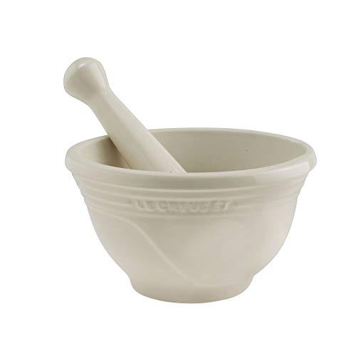 LE CREUSET Mortero, Altura 16 cm, Cerámica de gres, Crema, 500 ml