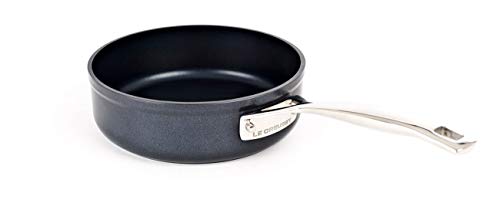 Le Creuset Sauté de Aluminio Antiadherente, Libre de PFOA, para Todas Las Fuentes de Calor, Incluso la inducción, Antracita/Plateado, Anodizado, Negro, 20 cm