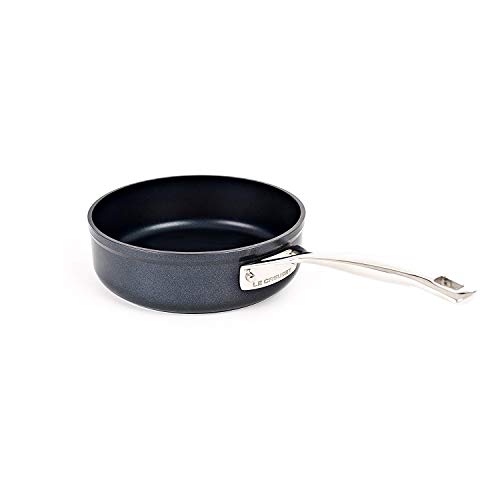 Le Creuset Sauté de Aluminio Antiadherente, Libre de PFOA, para Todas Las Fuentes de Calor, Incluso la inducción, Antracita/Plateado, Anodizado, Negro, 20 cm