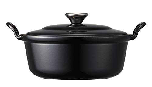 LE CREUSET Stewpot-2.4L, 24cm Cacerola FAITOUT, Hierro Fundido, Negro Brillante, 24 cm