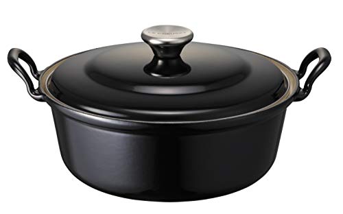 LE CREUSET Stewpot-2.4L, 24cm Cacerola FAITOUT, Hierro Fundido, Negro Brillante, 24 cm