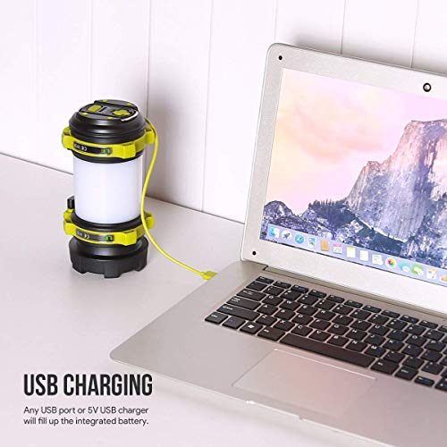 LE Lámpara de Cámping, Linterna Cámping LED Recargable 2600 mAh, 500 Lúmen Regulable, Resistente al Agua, Linterna Potente de 6 Modos con Cable USB para Senderismo, Garaje, Rescate, Bodega, etc