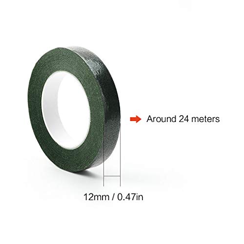 LEBQ Pack de 3 Cinta Floral Verde Cinta de Tallo Stem Tape,1/2 Pulgadas x 90 Pies, Verde Oscuro