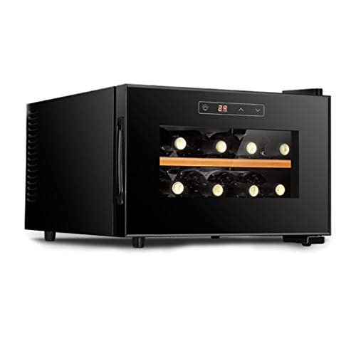 LED - Vinoteca con Puerta de Cristal | Enfriador de Vino | 8 Botellas de Capacidad | Pantalla TáCtil Digital Inteligente | Pantalla Horizontal de Vidrio Negro de 23L | Bajo Consumo de EnergíA