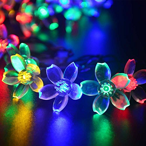 lederTEK Solares Luces de Hadas de Cuerda 6.5m 50 LED Multicolor Flor Decorativos Exterior (50 LED Color Multi-) [Clase de eficiencia energética A++]