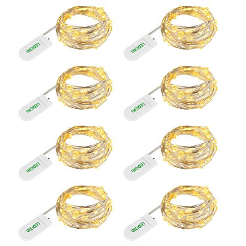 LEDGLE 8 PCS Cadenas de Luces, 3.9ft/1.2m 24 Leds Luces Decorativas Blanco Cálido con Pilas LED Garlands