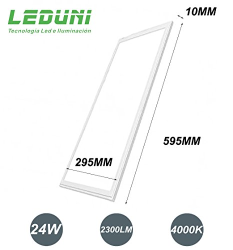 LEDUNI ® Panel Ultrafino LED 24W 60X30 Con Kit de Superficie Completo Color Blanco Neutro 4000K Angulo 120 IP40 OPAL Aluminio