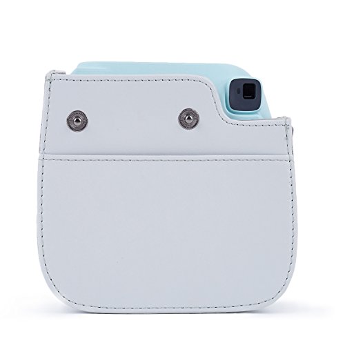 Leebotree Funda Compatible con Instax Mini 9 / Mini 8 8+ Cámara Instantánea, Bolsa de Transporte Fabricada en Cuero, Dispone de Una Correa de Proteger y Bolsillo(Blanco Ahumado)