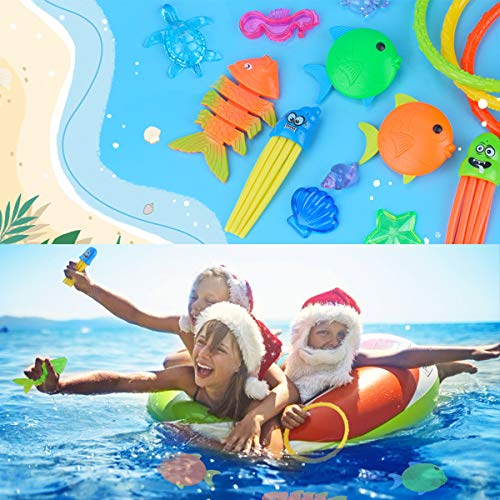 LEEHUR Juguete de Buceo Juguete de Piscina para Niños, Juguete Acuático de Natación, Conjuntos de Juegos de Agua con Bolsa de Cuerdas, Juguete Aventura Subacuática para Verano Divertido, 27 Pcs