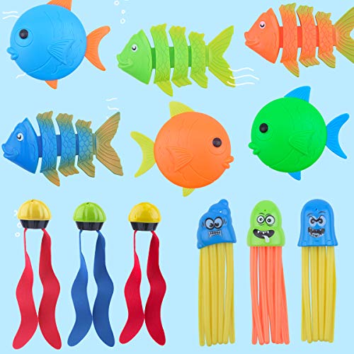 LEEHUR Juguete de Buceo Juguete de Piscina para Niños, Juguete Acuático de Natación, Conjuntos de Juegos de Agua con Bolsa de Cuerdas, Juguete Aventura Subacuática para Verano Divertido, 27 Pcs