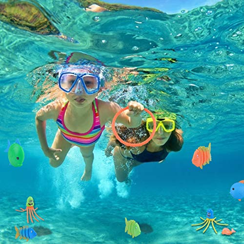 LEEHUR Juguete de Buceo Juguete de Piscina para Niños, Juguete Acuático de Natación, Conjuntos de Juegos de Agua con Bolsa de Cuerdas, Juguete Aventura Subacuática para Verano Divertido, 27 Pcs