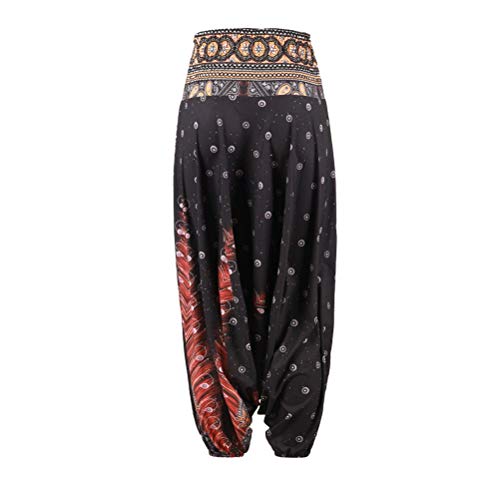 Leggings Correr Mallas Deportivas Pantalones Mujer Bohemia paracaídas Harem Hippie pantalones anchos de Boho impresiones de alta cintura de la cintura Smocked Salón tailandeses Pantalones de Yoga de p