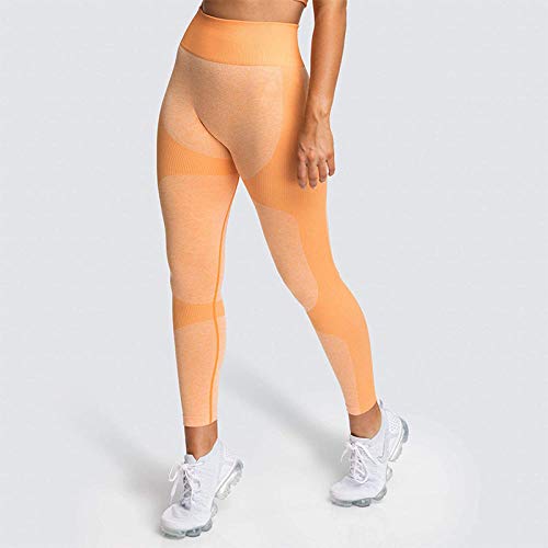 Leggings deportivos clásicos leggings largos,Pantalones de yoga elásticos de cintura alta,Leggings de fitness a prueba de sentadillas de elevación a tope -Orange_S,Leggings de deportivos Gym únicos