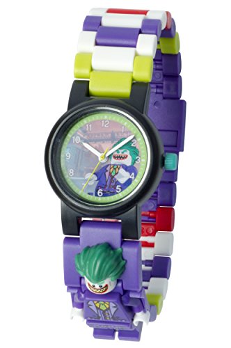 Lego Batman 8020851 The Joker Kids Minifigura Link Buildable Reloj | Púrpura/Verde | Plástico | 27.5mm Diámetro de la Caja | Cuarzo analógico | Niño Niña | Oficial